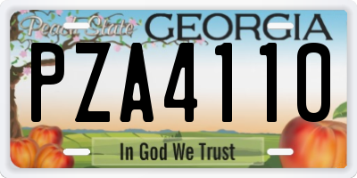 GA license plate PZA4110
