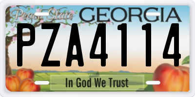GA license plate PZA4114