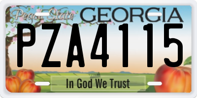 GA license plate PZA4115
