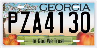 GA license plate PZA4130