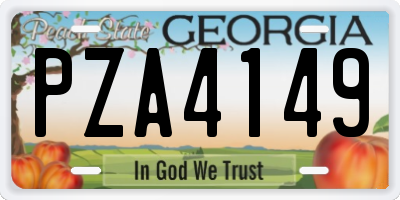 GA license plate PZA4149