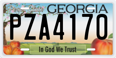 GA license plate PZA4170