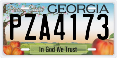 GA license plate PZA4173
