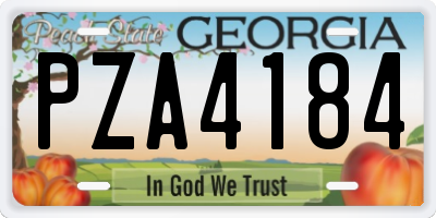 GA license plate PZA4184