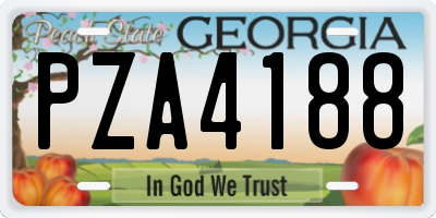GA license plate PZA4188