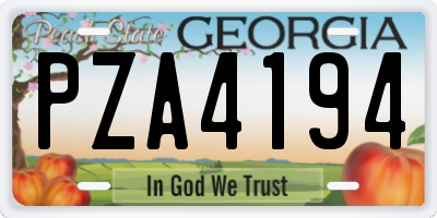 GA license plate PZA4194