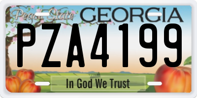 GA license plate PZA4199