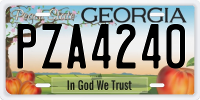GA license plate PZA4240