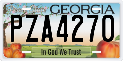 GA license plate PZA4270