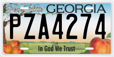GA license plate PZA4274
