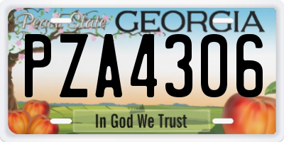 GA license plate PZA4306