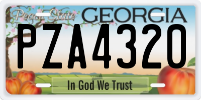 GA license plate PZA4320