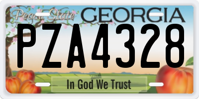 GA license plate PZA4328