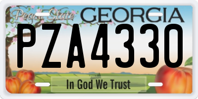 GA license plate PZA4330
