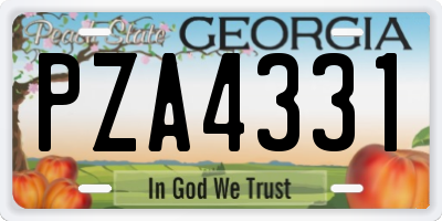 GA license plate PZA4331