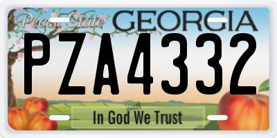 GA license plate PZA4332