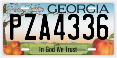 GA license plate PZA4336