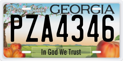 GA license plate PZA4346