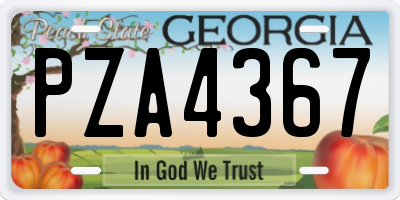 GA license plate PZA4367