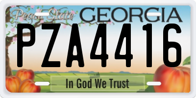 GA license plate PZA4416