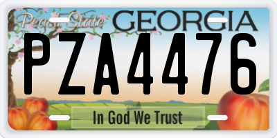 GA license plate PZA4476
