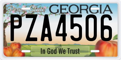 GA license plate PZA4506