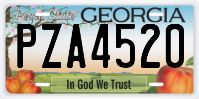 GA license plate PZA4520