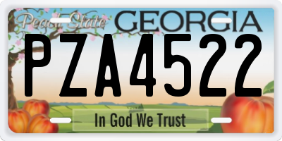 GA license plate PZA4522