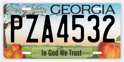 GA license plate PZA4532