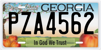 GA license plate PZA4562