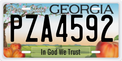 GA license plate PZA4592