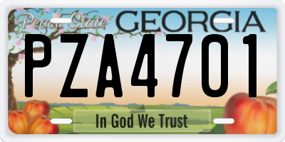 GA license plate PZA4701