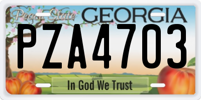GA license plate PZA4703