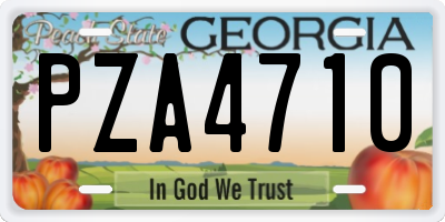 GA license plate PZA4710
