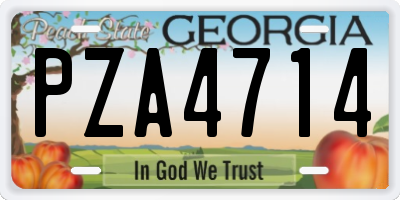 GA license plate PZA4714