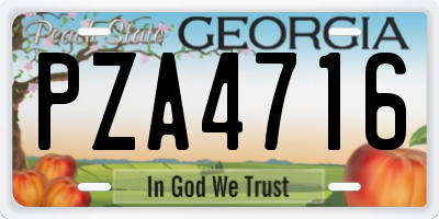 GA license plate PZA4716