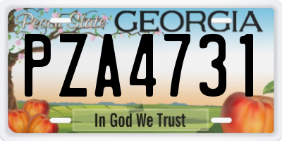 GA license plate PZA4731