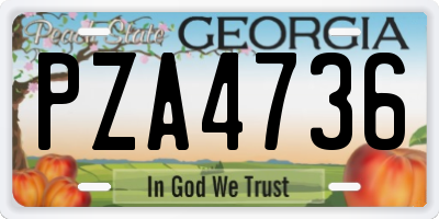 GA license plate PZA4736