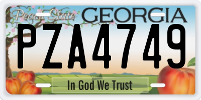GA license plate PZA4749
