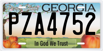 GA license plate PZA4752