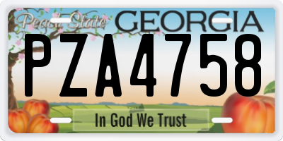 GA license plate PZA4758