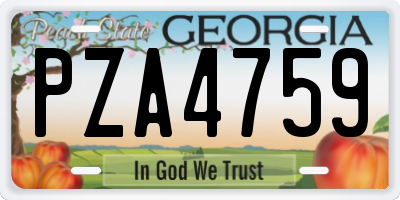 GA license plate PZA4759