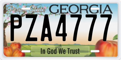 GA license plate PZA4777