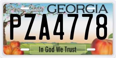 GA license plate PZA4778