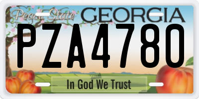 GA license plate PZA4780