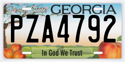 GA license plate PZA4792