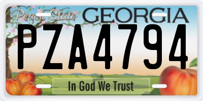 GA license plate PZA4794