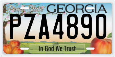 GA license plate PZA4890