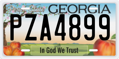 GA license plate PZA4899