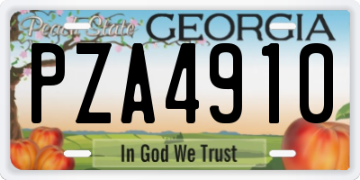 GA license plate PZA4910